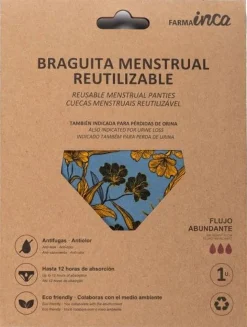 Menstruationsslip, blau mit gelben Blumen, Größe XL