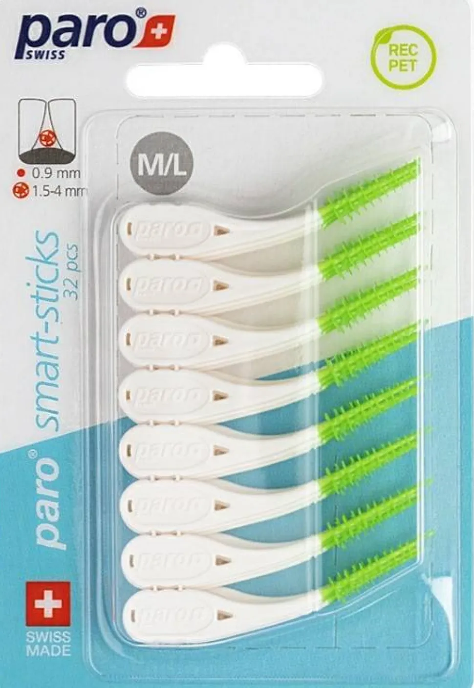 Metallfreie Interdentalbürsten, Größe M/L, 1,5/3,8 mm, grün