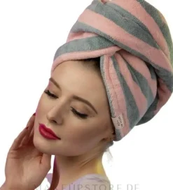 Mikrofaser-Haarturban rosa-grau