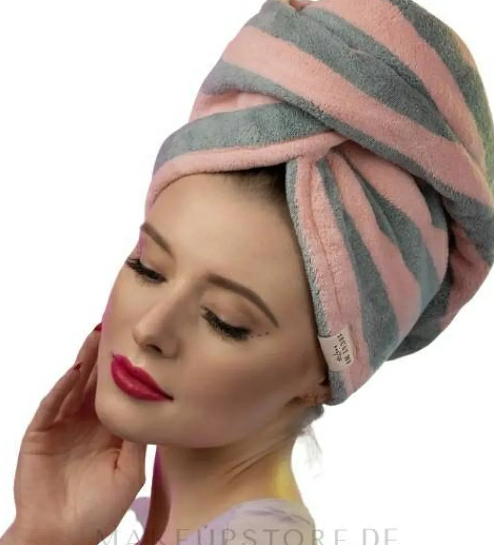 Mikrofaser-Haarturban rosa-grau