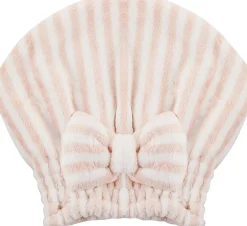 Mikrofaser-Haarturban rosa-weiß