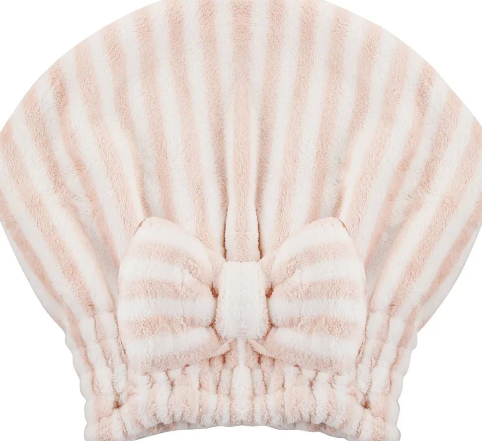 Mikrofaser-Haarturban rosa-weiß