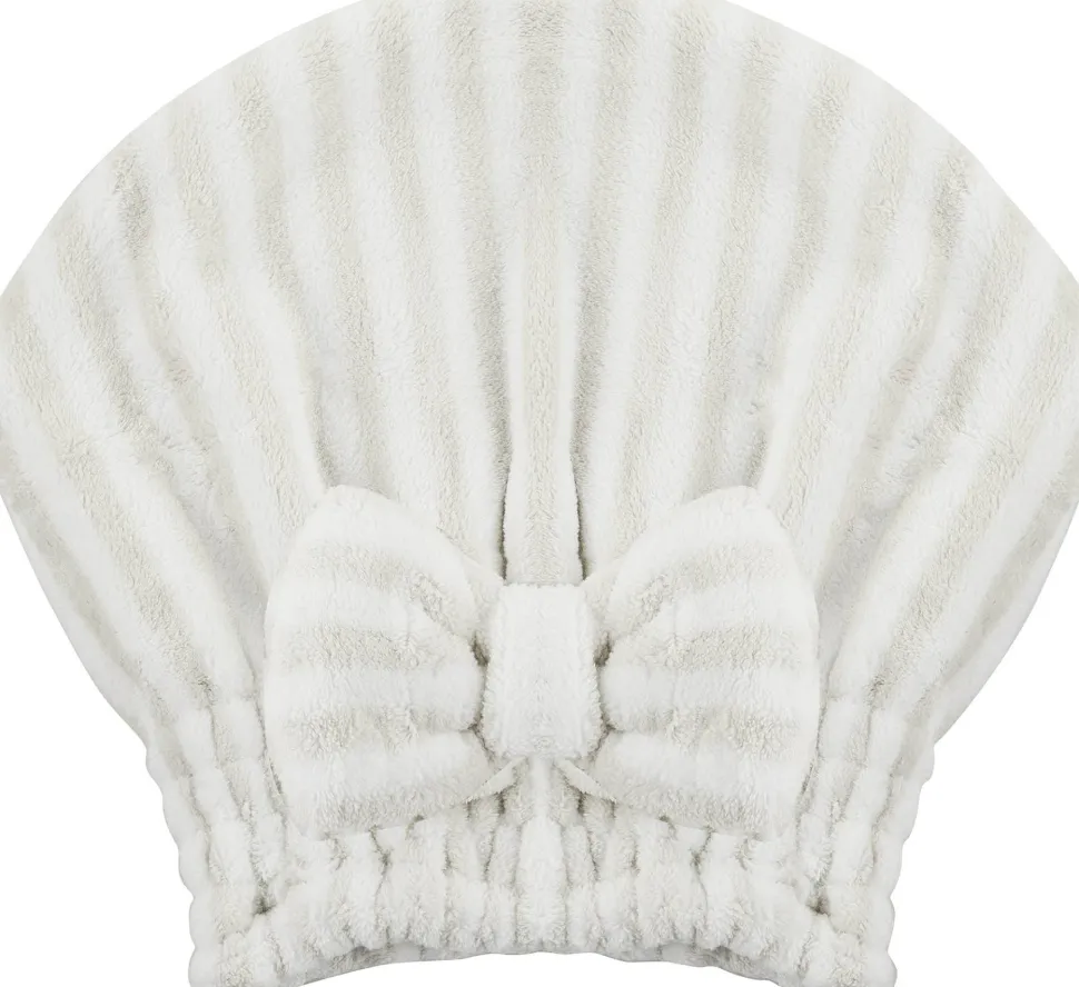 Mikrofaser-Haarturban weiß-grau