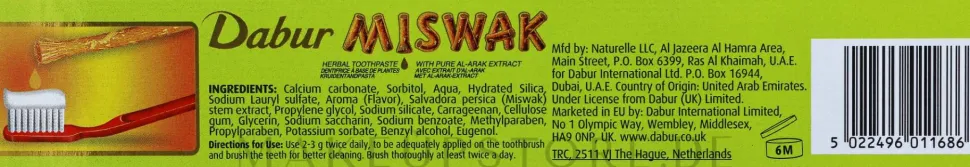 Natürliche Kräuter-Zahnpasta mit Miswak-Extrakt