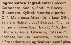 Natürliches Zahnpulver mit Minze in kompostierbarer Papiertüte