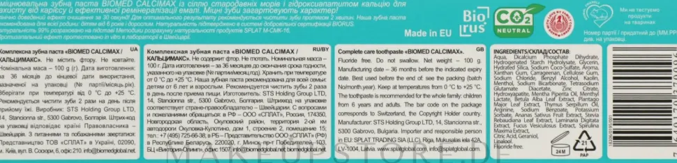 Natürliche und stärkende Zahnpasta mit Calcium und Algenextrakt