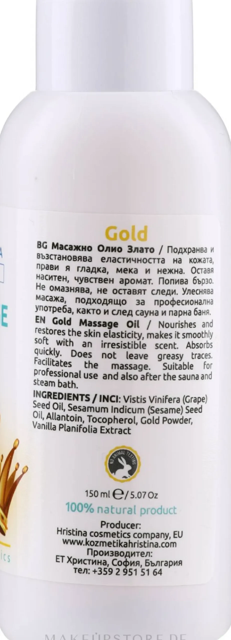Pflegendes und regenerierendes Massageöl für den Körper mit Goldpuder