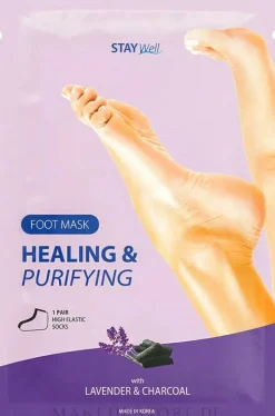 Regenerierende Detox-Fußmaske in Socken mit Lavendel und Aktivkohle