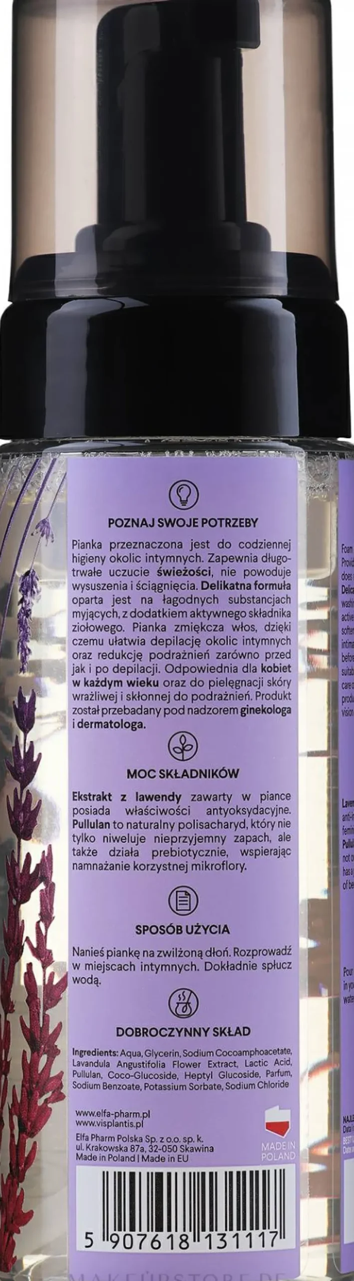 Reinigungsschaum für die Intimhygiene mit Lavendel, Milchsäure und Pullulan