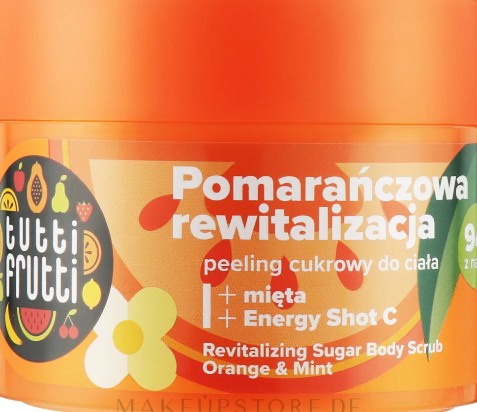 Revitalisierendes Zuckerpeeling für den Körper mit Orange und Minze