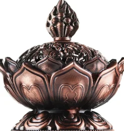 Räuchergefäß aus Messing mit Deckel für Räucherwerk 'Lotus'
