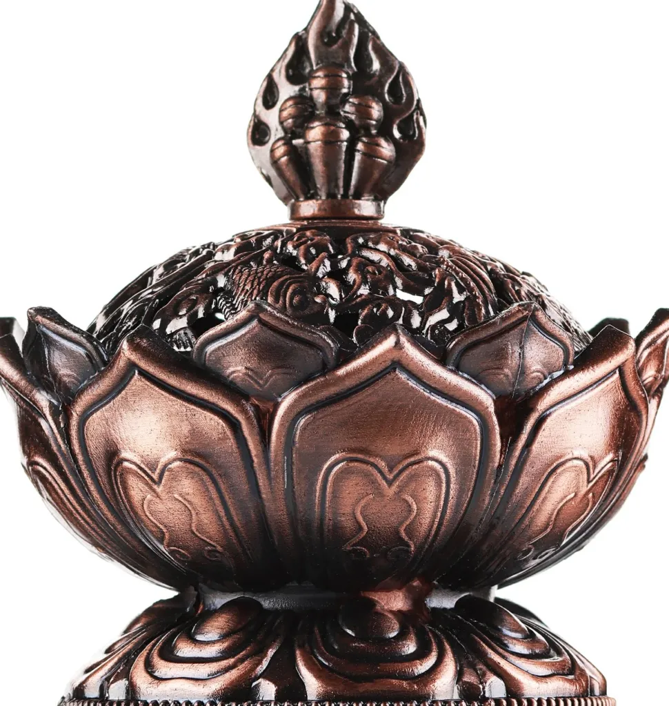 Räuchergefäß aus Messing mit Deckel für Räucherwerk 'Lotus'