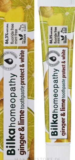 Schützende aufhellende und homöopathische Zahnpasta mit Ingwer & Limette