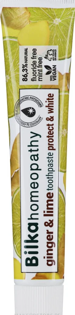 Schützende aufhellende und homöopathische Zahnpasta mit Ingwer & Limette