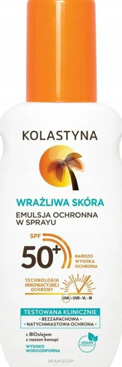 Schützendes Sonnenschutzemulsion-Spray für empfindliche Haut SPF 50+