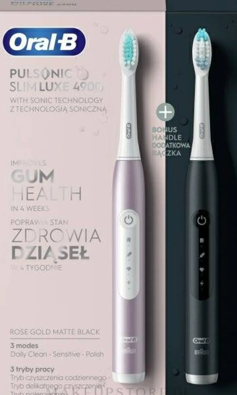 Set aus elektrischen Zahnbürsten, rosa und schwarz