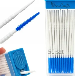 Silikon-Zwischenraumbürsten beidseitig anwendbar, blau mit weiß, 50 Stück