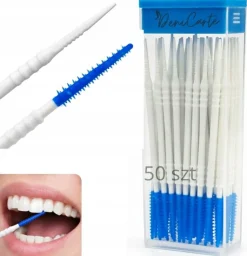 Silikon-Zwischenraumbürsten beidseitig anwendbar, blau mit weiß, 50 Stück