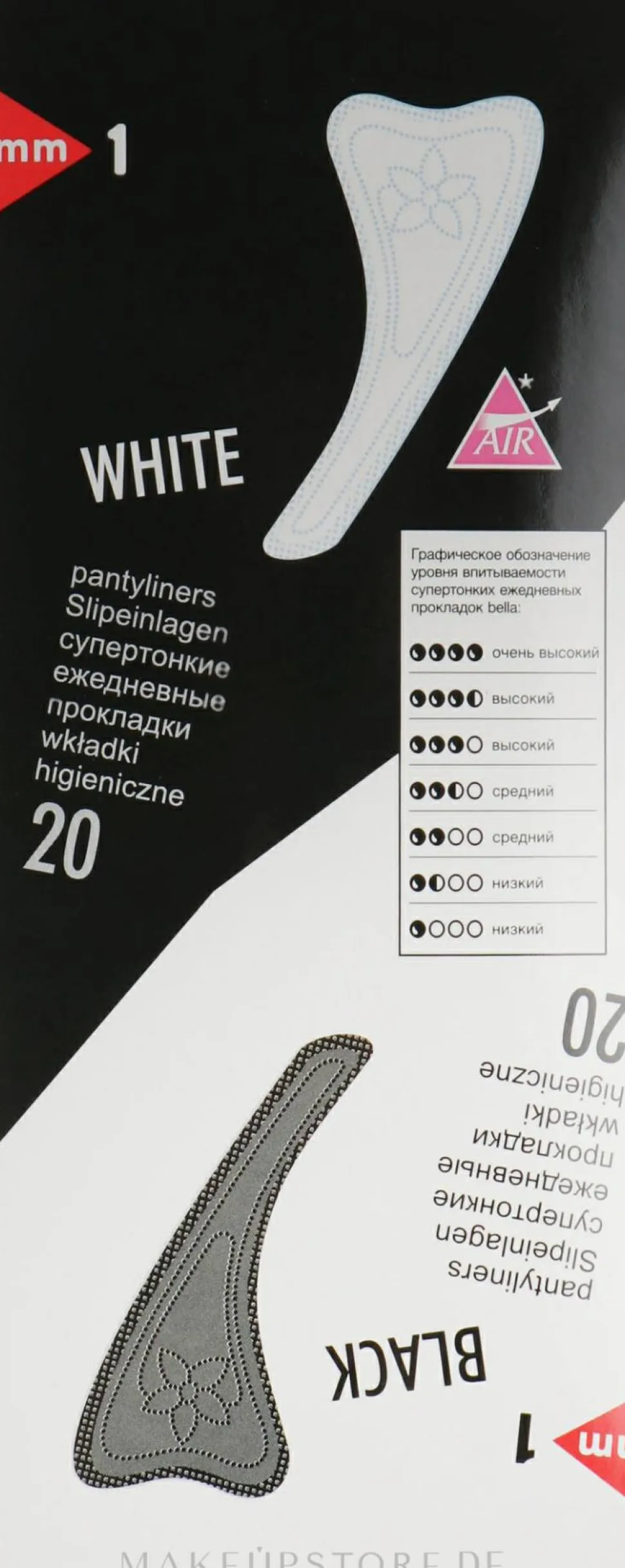 Slipeinlagen Panty Black & White 40 St.