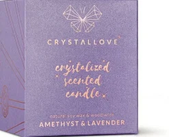 Sojakerze mit Amethyst und Lavendel