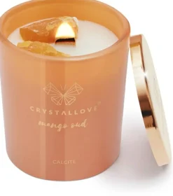 Sojakerze mit Calcit und Mango Oud