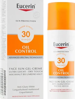 Sonnenschützende Gesichtsgel-Creme mit Anti-Glanz Effekt für fettige und zu Akne neigende Haut SPF 30
