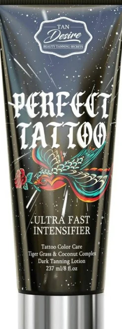 Sonnenstudiocreme mit Tingles und dunklen Bronzern zum Schutz von Tattoos
