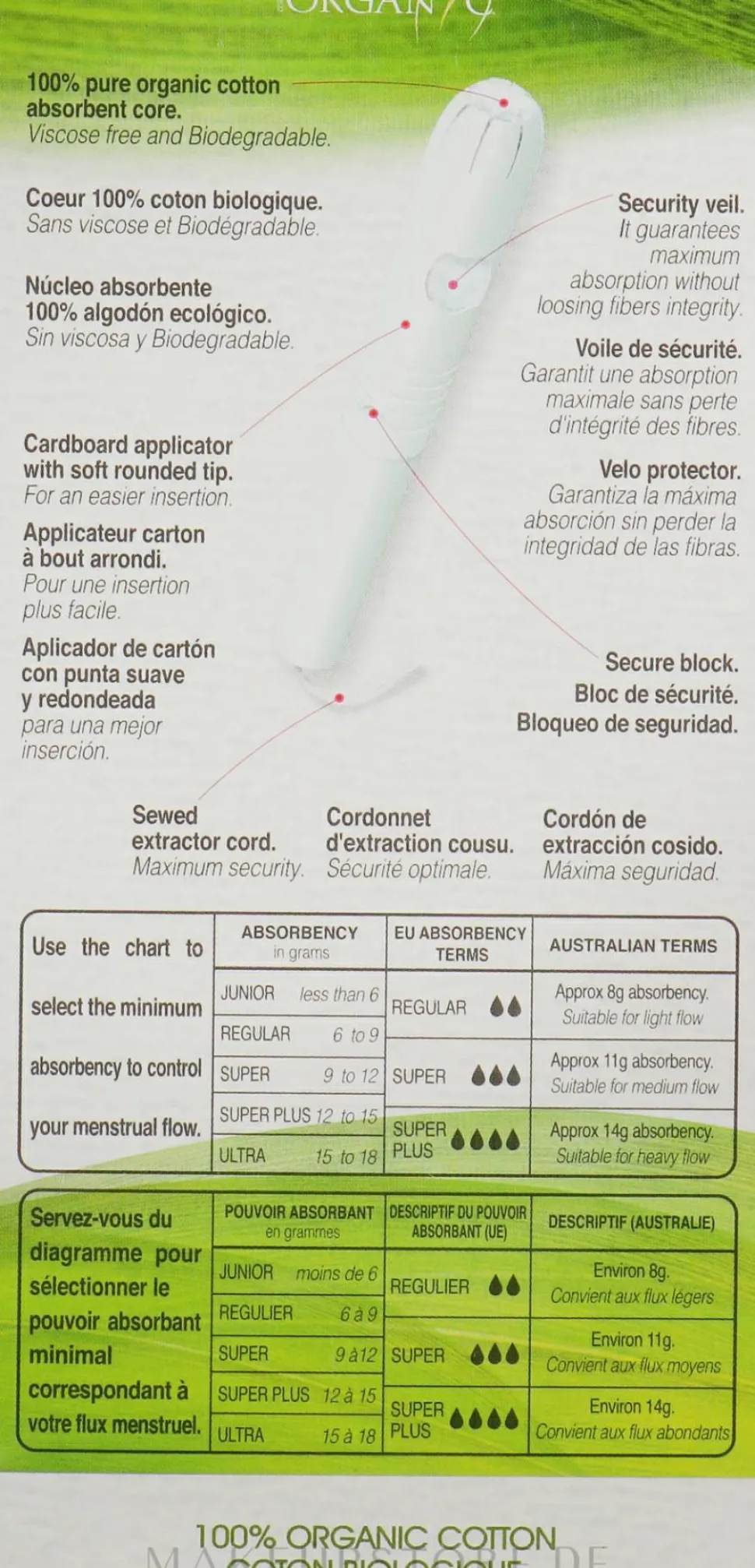 Tampons aus Bio-Baumwolle mit Applikator 14 St.