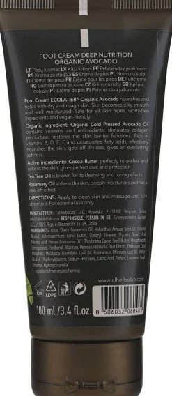 Tief nährende Creme für rissige Fersen mit Bio Avocadoöl, Sheabutter und Avocadoextrakt