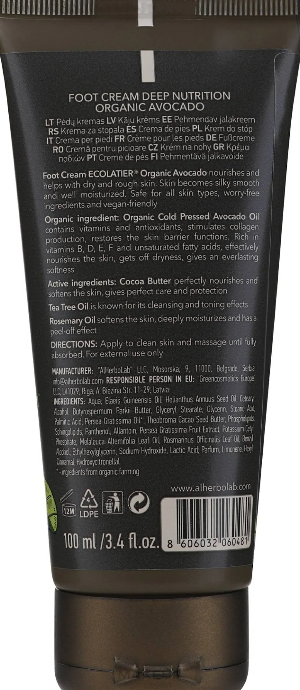 Tief nährende Creme für rissige Fersen mit Bio Avocadoöl, Sheabutter und Avocadoextrakt