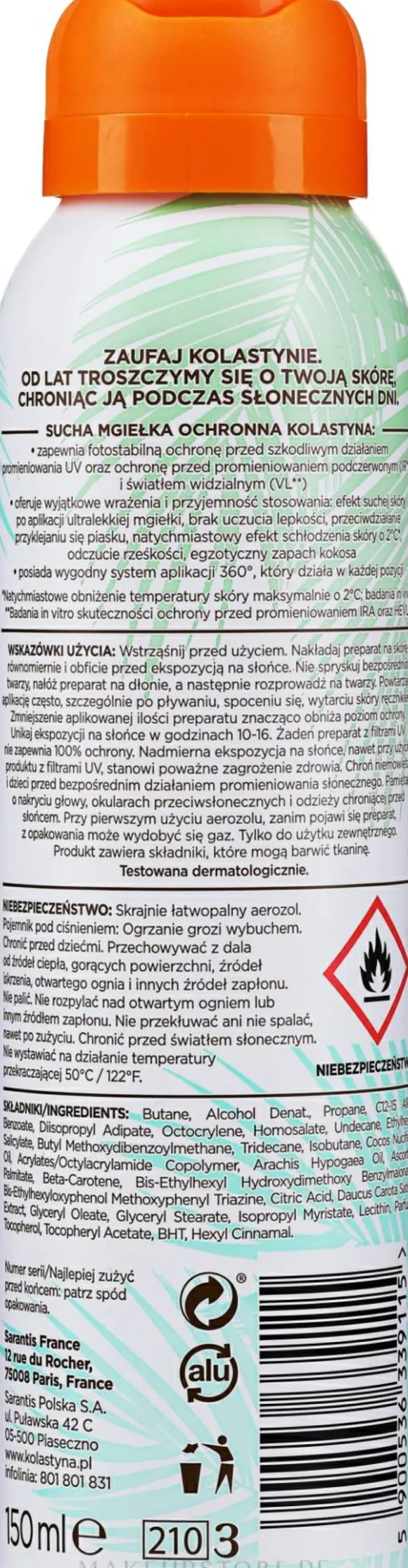 Transparenter trockener Sonnenschutznebel für Körper und Gesicht SPF 30