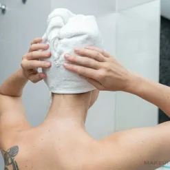 Turban-Handtuch aus Baumwolle zum Trocknen der Haare Gewicht 350 g weiß
