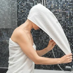 Turban-Handtuch aus Baumwolle zum Trocknen der Haare Gewicht 350 g weiß