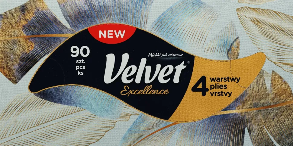 Vierlagige Servietten, gelb-blaue Federn