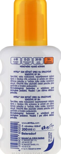 Wasserdichtes Sonnenschutzspray für Kinder SPF 50+