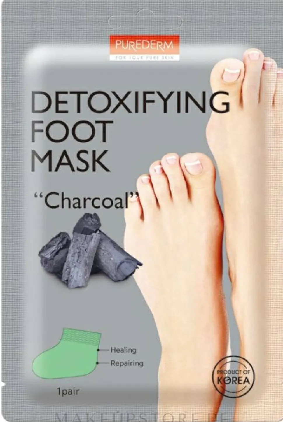 Weichmachende Detox Fußmaske in Socken mit Aktovkohle