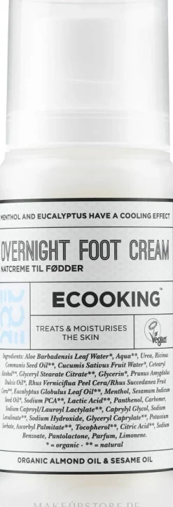 Weichmachende Fußcreme für die Nacht mit pflegenden Ölen, Menthol und Eukalyptus