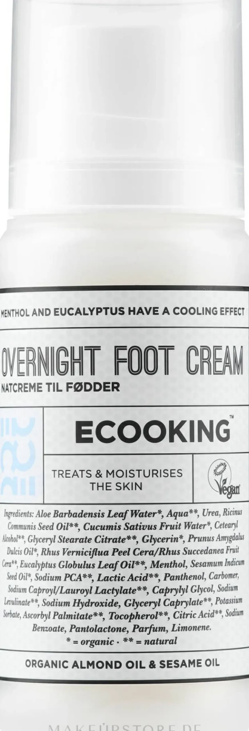 Weichmachende Fußcreme für die Nacht mit pflegenden Ölen, Menthol und Eukalyptus
