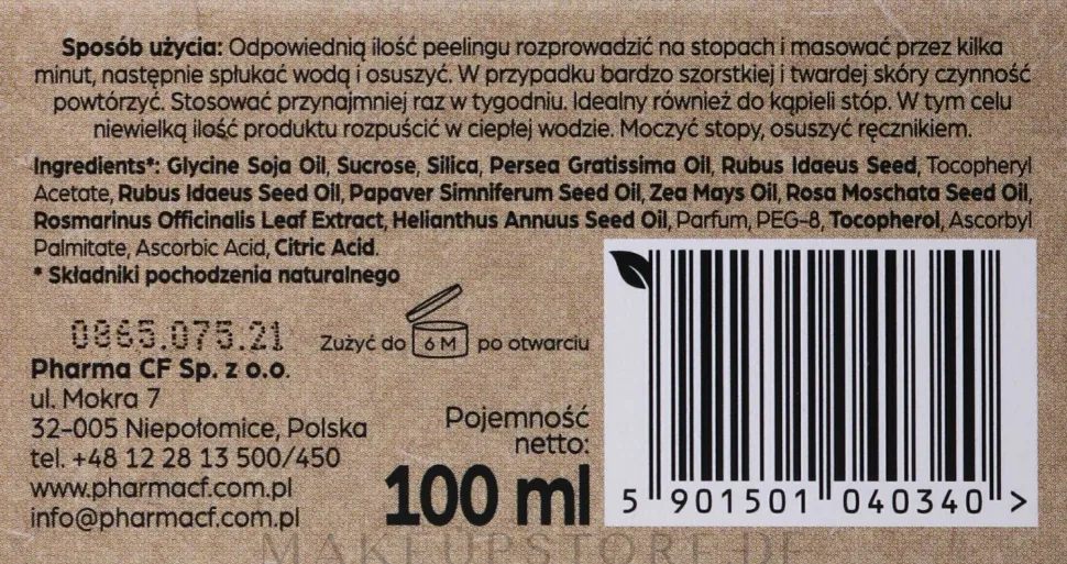 Weichmachendes und glättendes grobkörniges Fußpeeling mit Mohn