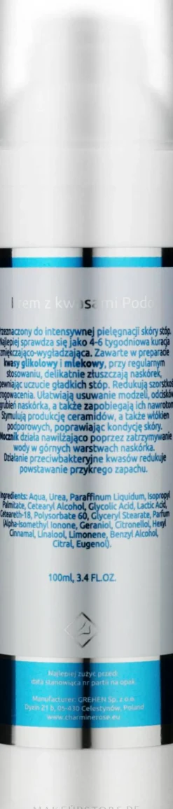 Weichmachende und glättende Fußcreme mit Säuren