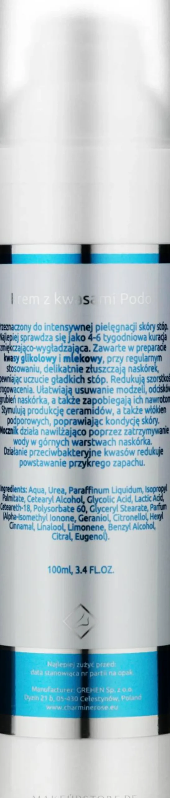 Weichmachende und glättende Fußcreme mit Säuren