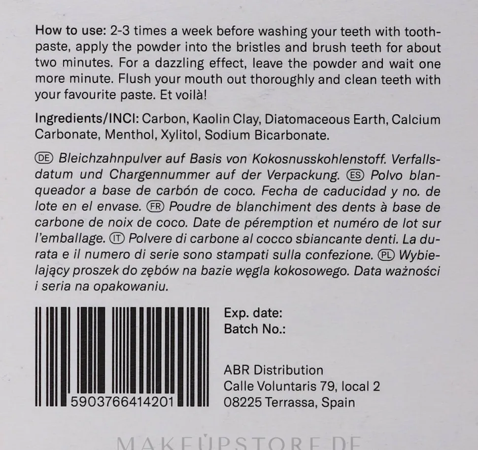 Zahnaufhellungspulver mit Kokoskohle