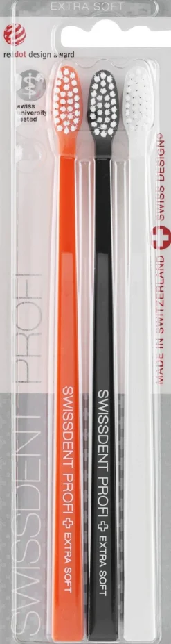 Zahnbürste extra weich weiß, schwarz, orange 3 St.