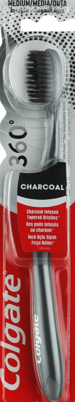 Zahnbürste mit Aktivkohle mittel 360° Charcoal schwarz-blau