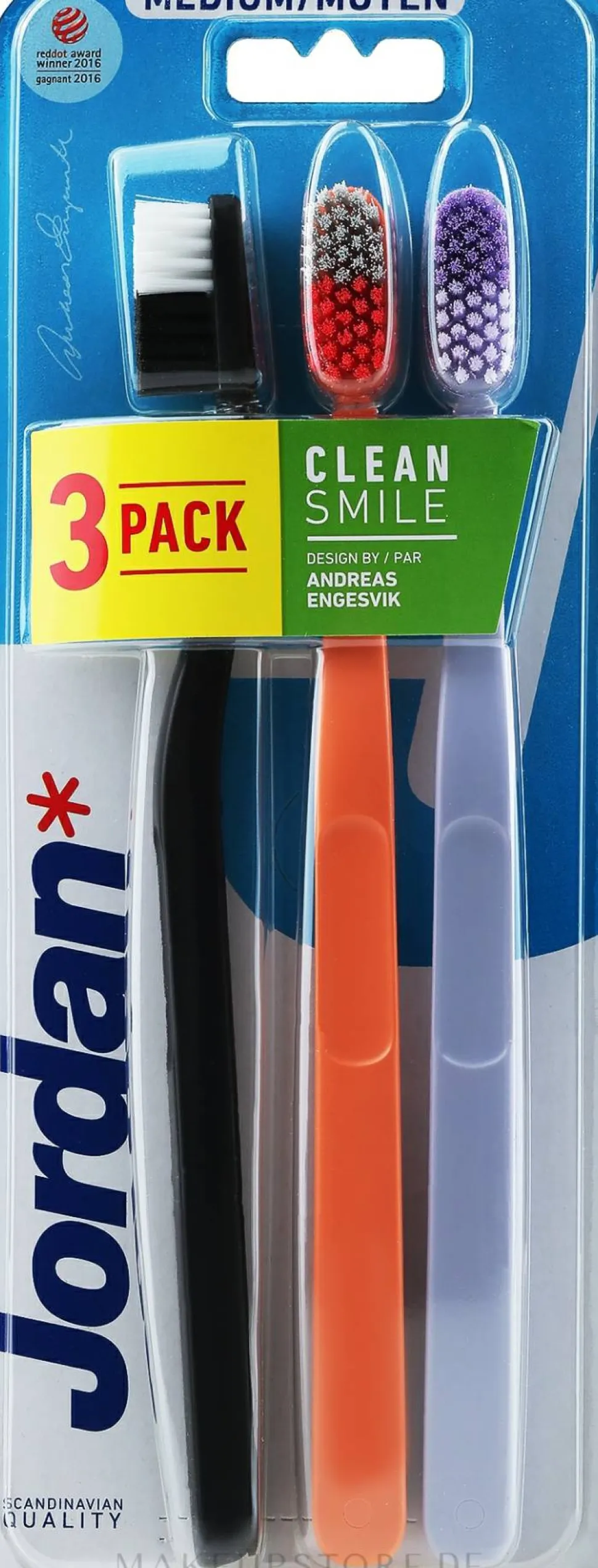Zahnbürste mittel schwarz, orange, lila 3 St.