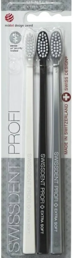 Zahnbürsten-Set extra weich weiß, schwarz, silber 3 St.