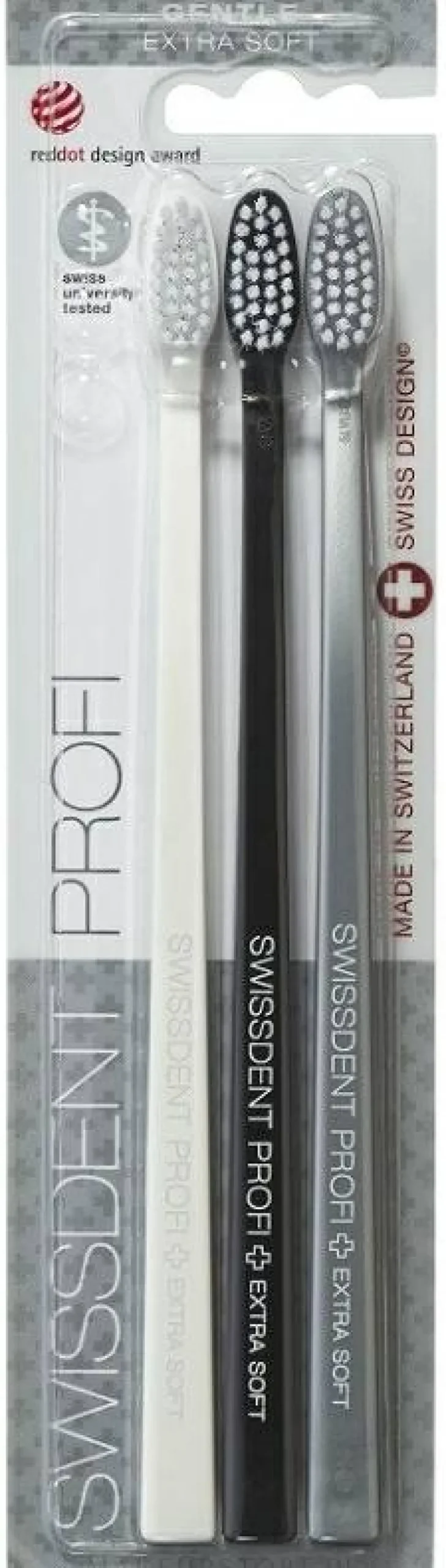 Zahnbürsten-Set extra weich weiß, schwarz, silber 3 St.