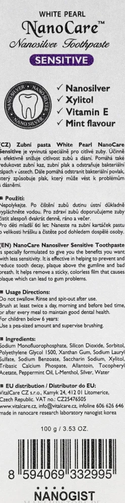 Zahnpasta mit kolloidem Silber für empfindliche Zähne