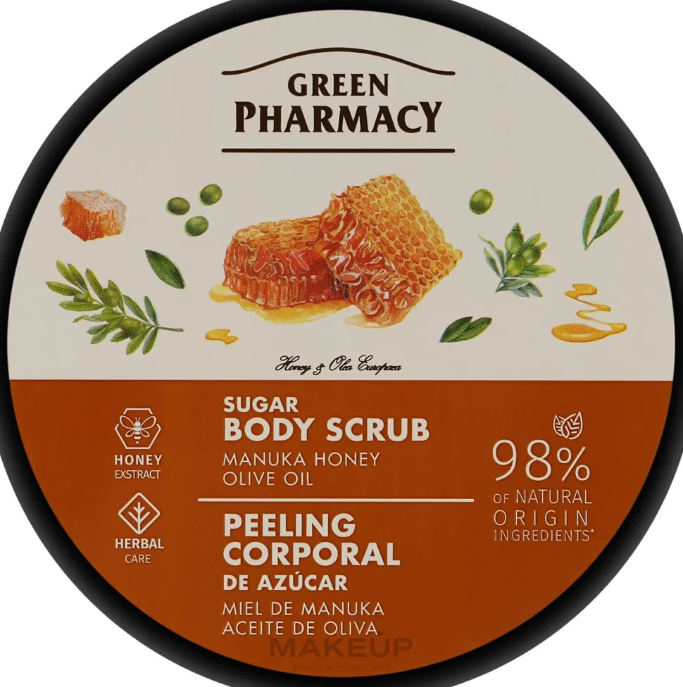Zucker-Körperpeeling Manuka-Honig und Olivenöl