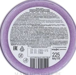 Zuckerpeeling für den Körper Passionsfrucht & Macadamia